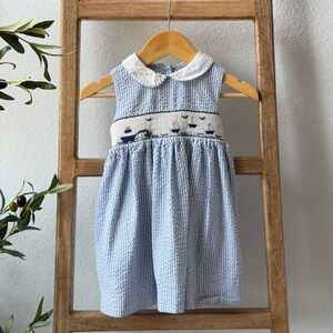 Lilly Pulitzer Blue and White Seersucker Kids Dress